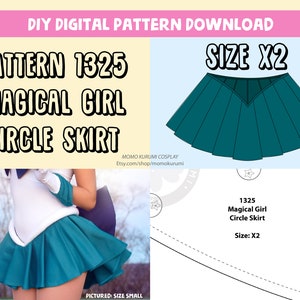 DIY- Magical Girl Circle Skirt Pattern (Size X2)