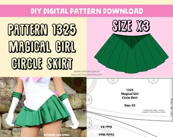 DIY- Magical Girl Circle Skirt Pattern (Size X3)