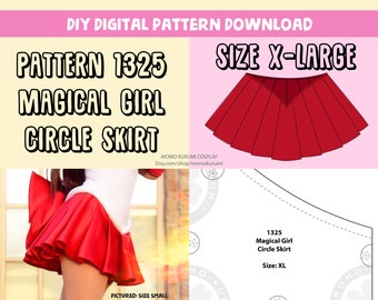 DIY- Magical Girl Circle Skirt Pattern (Size Extra Large)