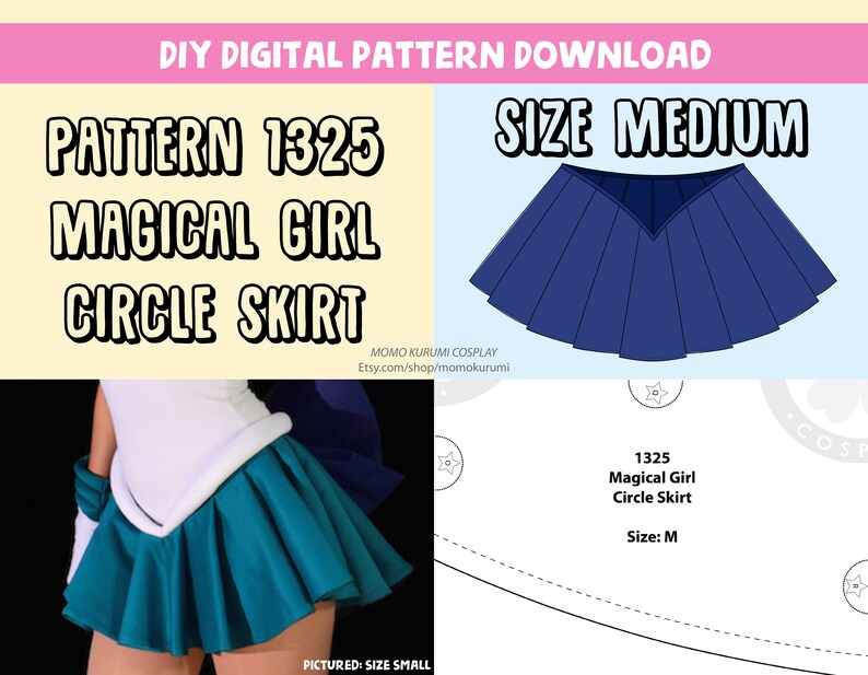 DIY Magical Girl Circle Skirt Pattern Size M Etsy