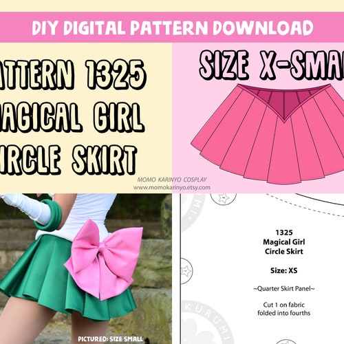 DIY Magical Girl Circle Skirt Pattern size Extra Small Etsy