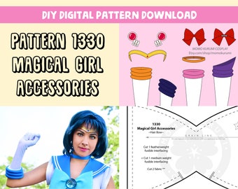 DIY- Magical Girl Accessories Pattern Pack, Downloadable Printable Sewing Pattern, One Size Fits All