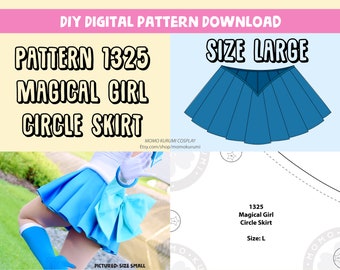 DIY- Magical Girl Circle Skirt Pattern (Size Large)