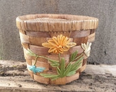 Vintage wicker flower pot wicker flower basket Spring planter Easter decor Spring flower pot Spring home decor mothers day gifts
