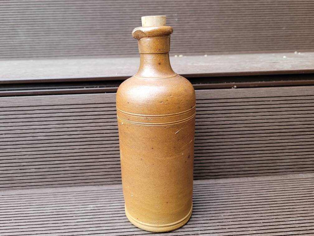 Bouteille en Grès Brun Corked Bouteille Pays Vintage Décoration Maison Ferme Décor de Cuisine Vase A