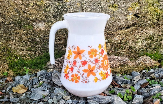 1960s Retro Jug Milk Glass Pitcher 60s Kitchen Decor 60s Etsy