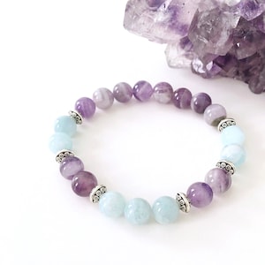Amethyst Bracelet, Aquamarine Bracelet, Aquamarine And Amethyst Crystal Bracelet, Gemstone Bracelet, Healing Gemstones