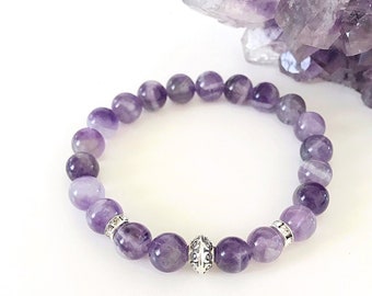 Amethyst Bracelet, Purple Gemstone Bracelet, Healing And Protection Bracelet, Aquarius Birthstone, Pisces Zodiac Stone, Healing Gemstones
