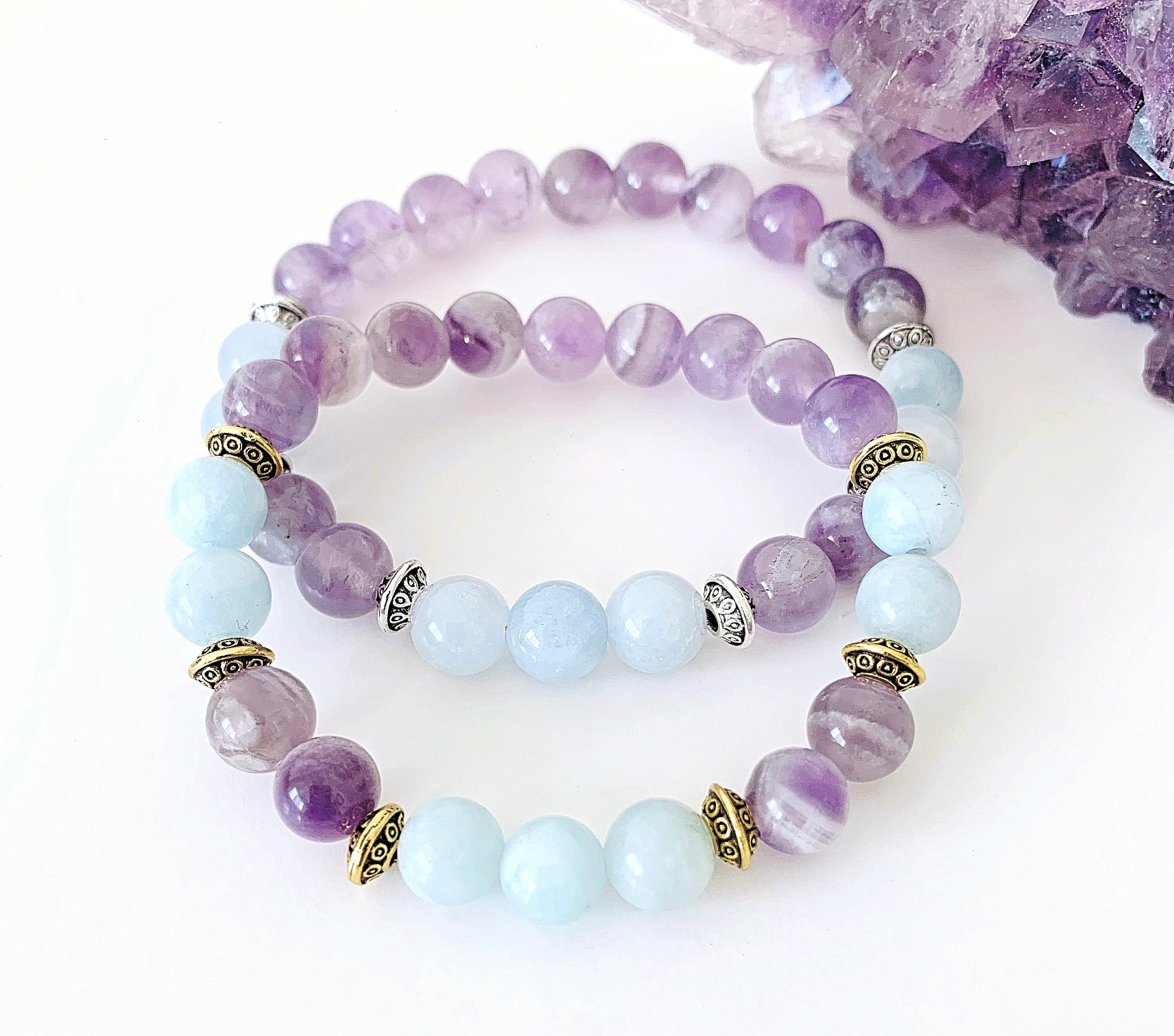 Amethyst and aquamarine bracelet deals