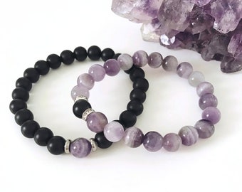 Couples Bracelets, Matching Bracelets, Soulmate Bracelets, Twin Flames, Best friends, Lovers Bracelets, Distance Bracelets, Amethyst