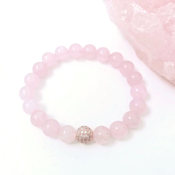 Rose quartz bracelet etsy discount