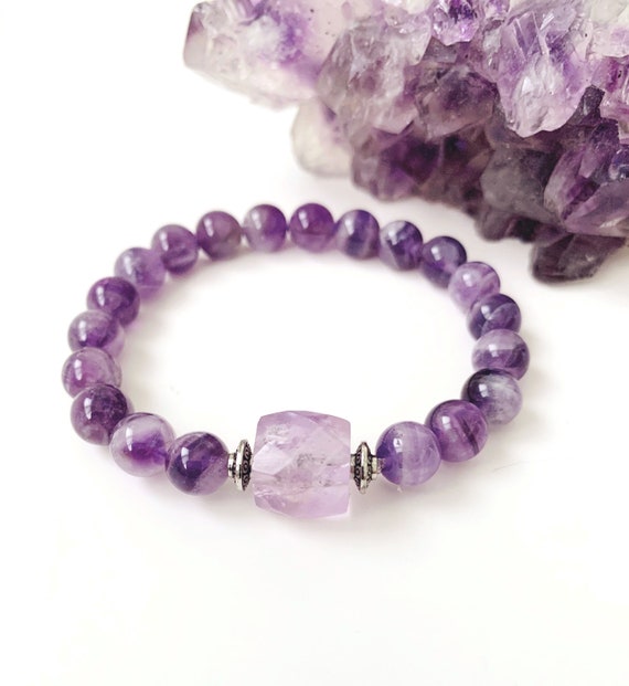 Amethyst Bead Stretch Bracelet 8mm Stones Amethyst Bead Stretch Bracelet 8mm Stones