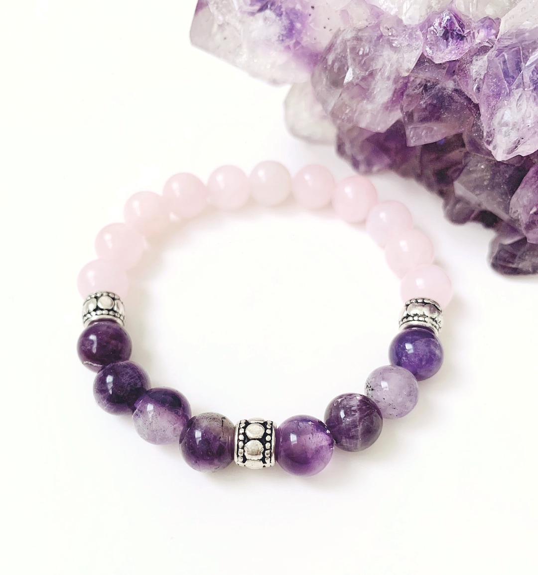 Amethyst and Rose Quartz Bracelet Love and Healing Bracelet