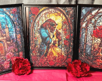 Framed Beauty and the Beast Inspired Diamond Art - Set of 3