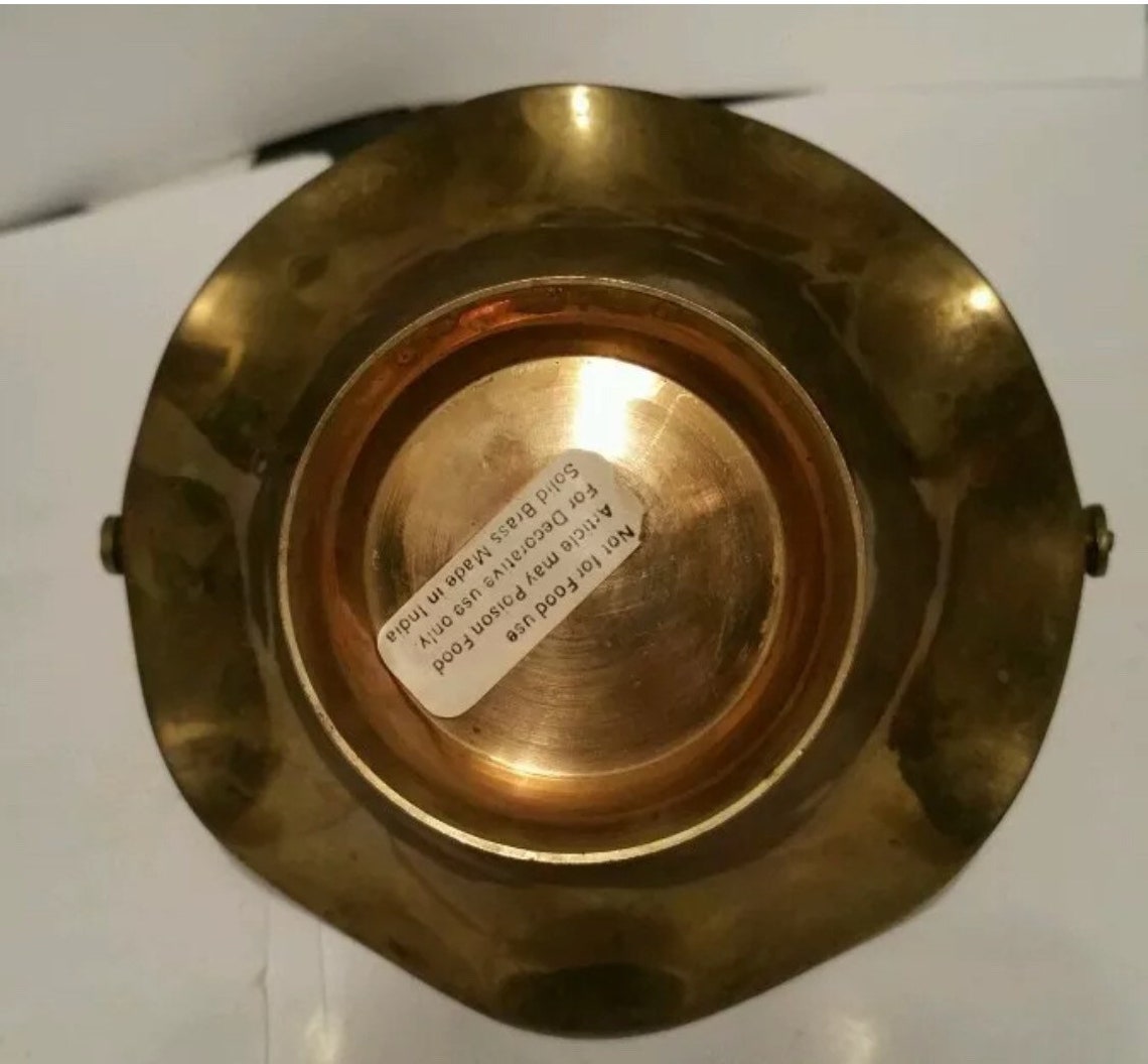 Vintage brass candy dish flower pot bowl handle Etsy