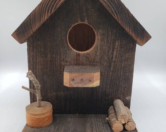 Rustic Hanging Birdhouse Natural Habitat Decorative Repurposed Wood