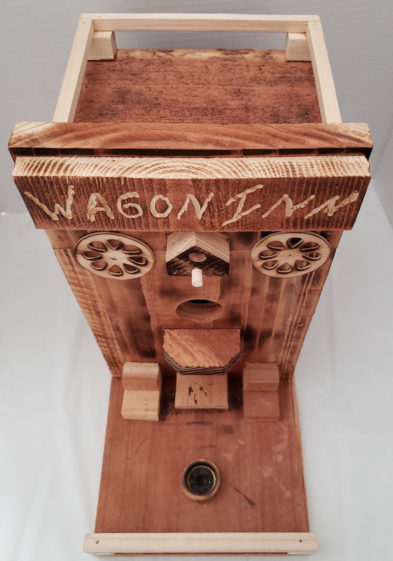 Rustic Birdhouse Wagon Inn Decorative Repurposed Wood