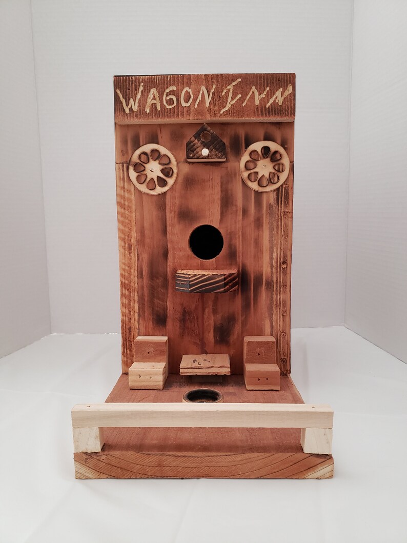 Rustic Birdhouse Wagon Inn Decorative Repurposed Wood