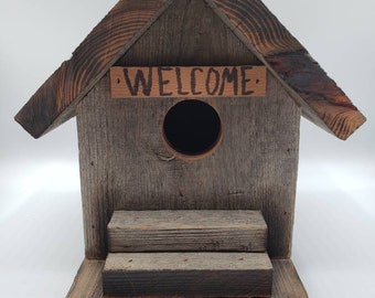 Rustic WELCOME Birdhouse Decorative Repurposed Wood