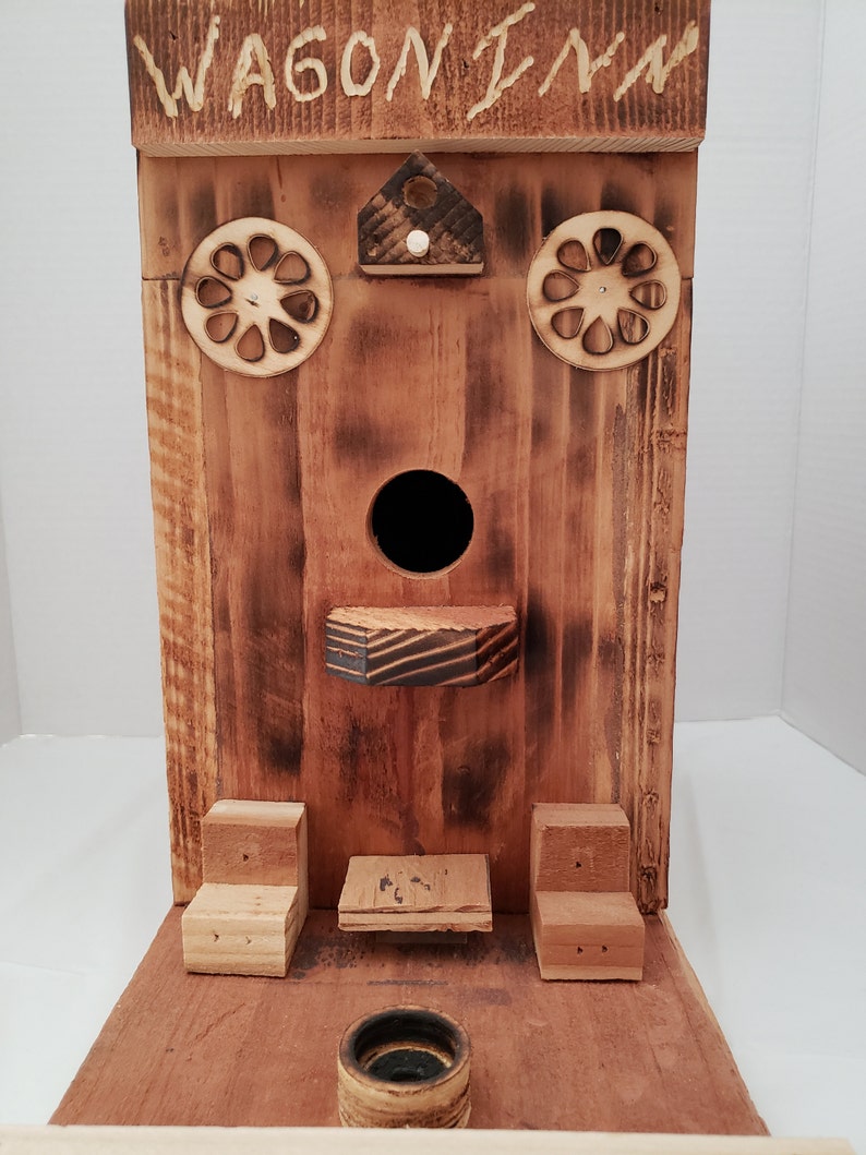 Rustic Birdhouse Wagon Inn Decorative Repurposed Wood