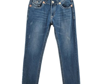 Vintage True Religion Joey Super T Yellow Stitch Jeans Y2K Early