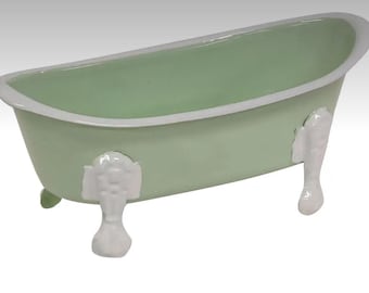 Mint and White Metal Bathtub Soap Dish