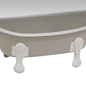 Gray and White Metal Bathtub Soap Dish
