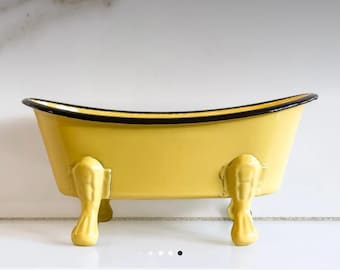 Yellow and Black Metal Bathtub Soap Dish