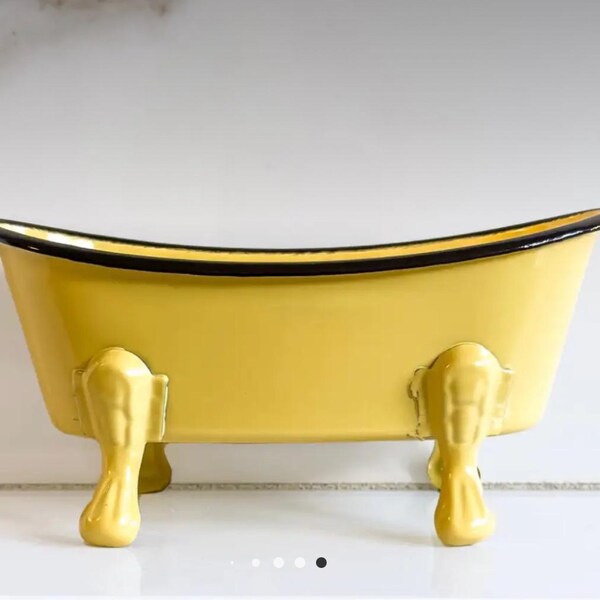 Geel en zwart metalen badzeepbakje