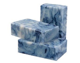 Cypress Lavender Swirl Bar Soap - Essential oils of cypress, lavender, clary sage, marjoram and tangerine blend in an elegant and heady mix.