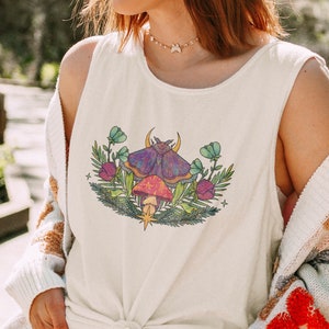 Luna Moth Graphic Tank Top: Fairycore Cottagecore Boho Shirt