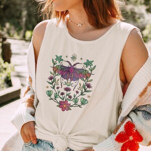 Luna Moth Graphic Tank Top: Fairycorecore Boho Plus Size