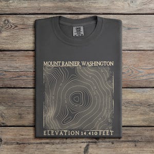 Mount Rainier Washington Shirt, Topographic Contour Map, Comfort Colors Tee, Mountain Hiking Gift