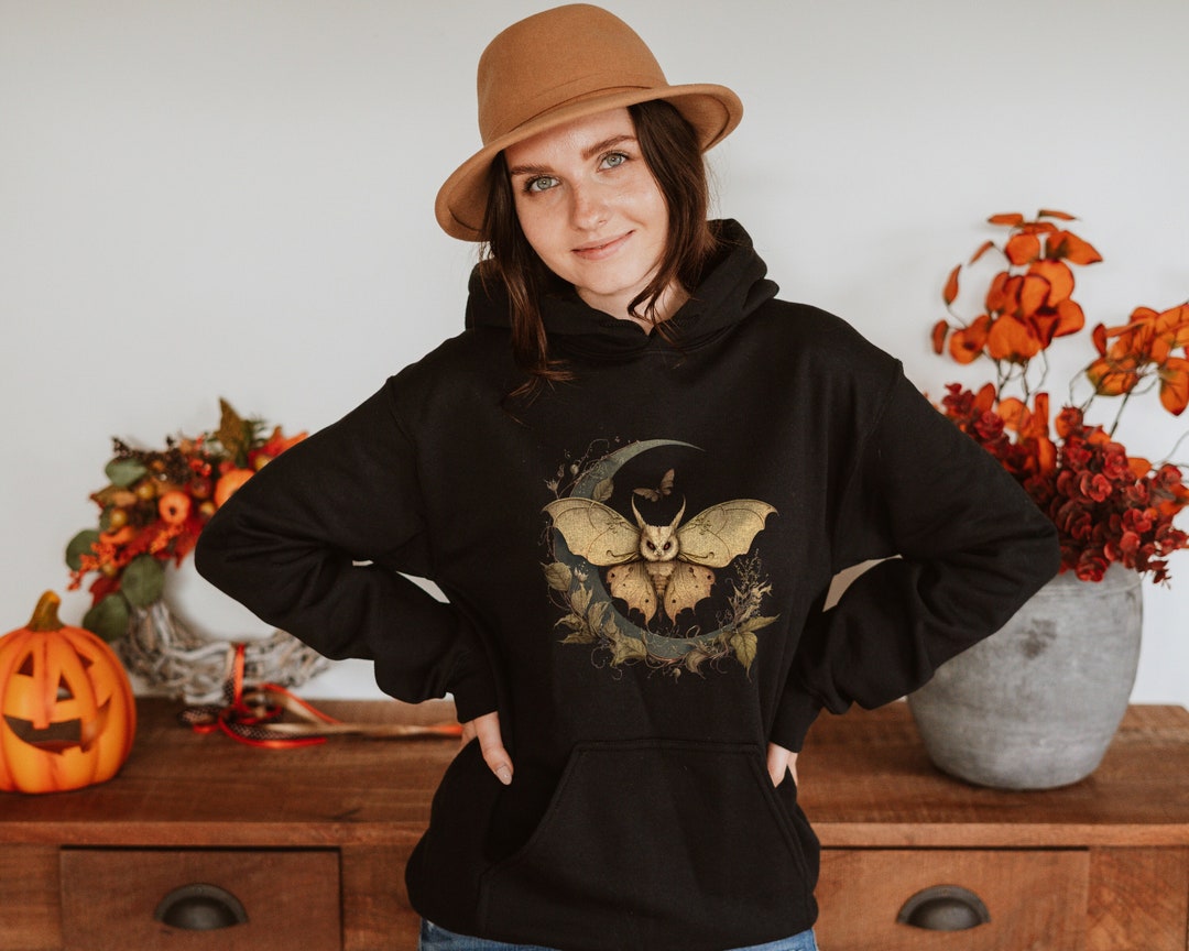 Moth Hoodie, Luna Moth Shirt, One Piece Goth Gift, Witch Cottagecore