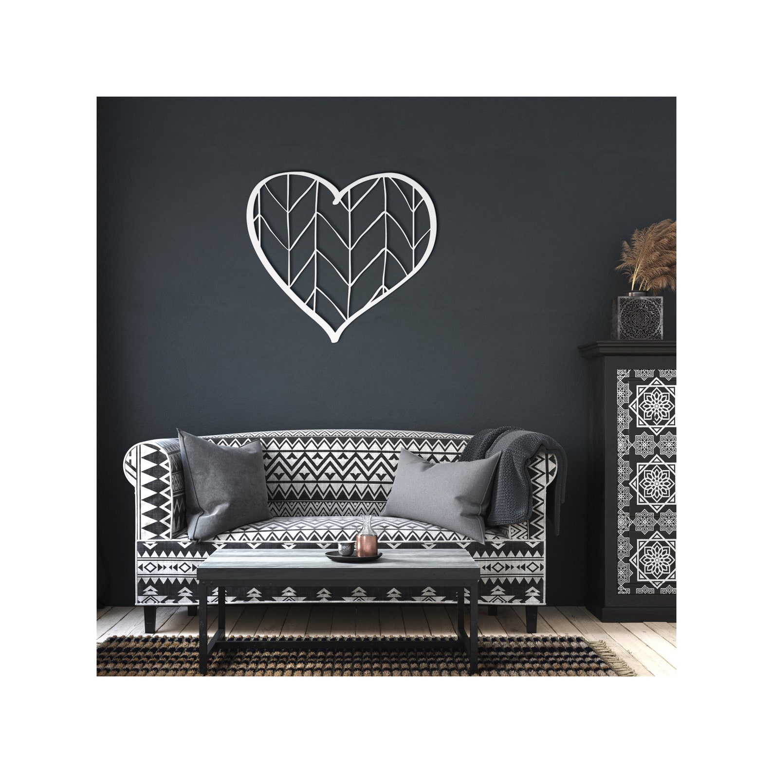 Heart Wall Art Metal Wall Art Geometric Art Living Room Etsy