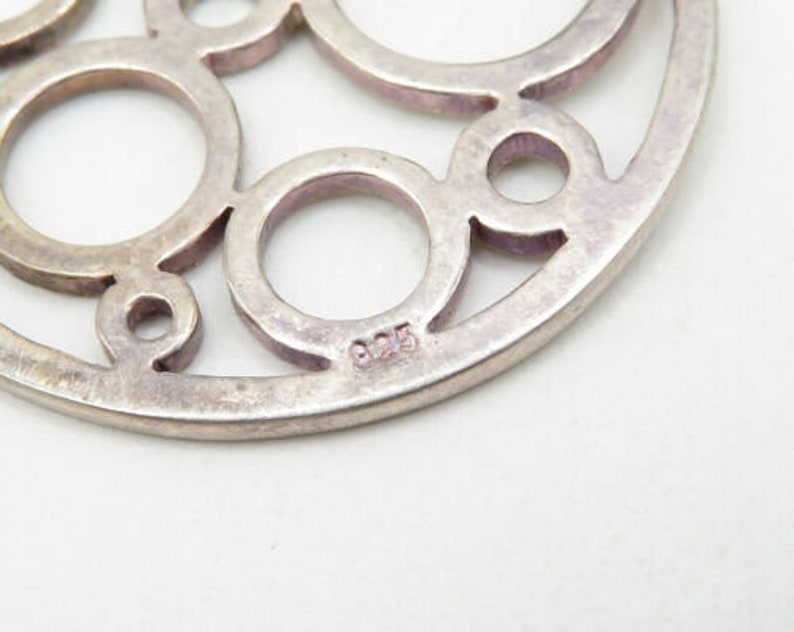 p1541 925 sterling silver vintage retro circle pattern round drop pendant
