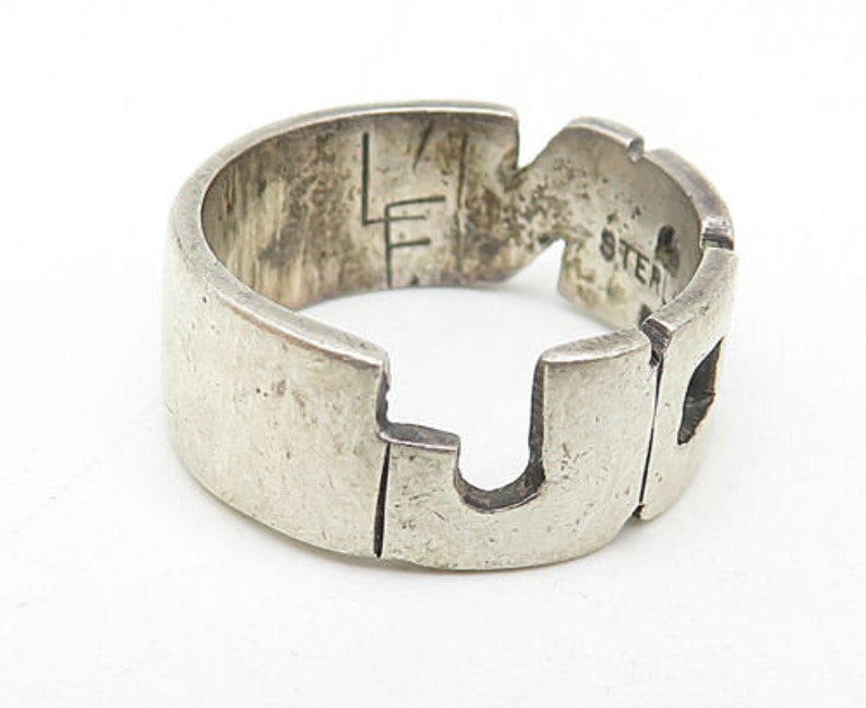 925 sterling silver vintage petite sculpted name band ring sz 4 r9308