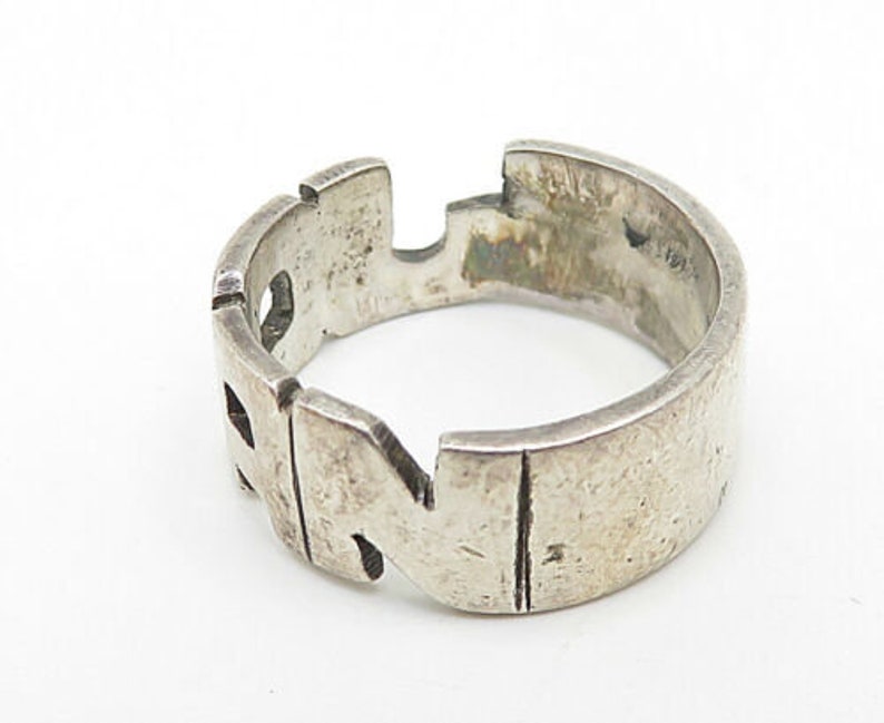 925 sterling silver vintage petite sculpted name band ring sz 4 r9308