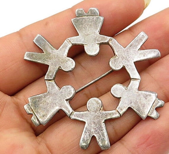 925 sterling silver - vintage paper doll happy cir
