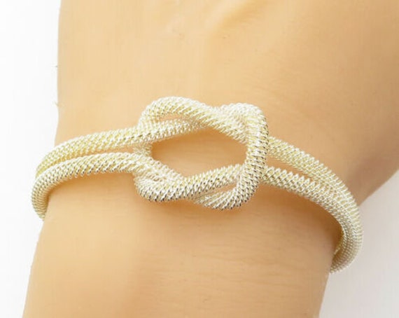 925 sterling silver - double slip knot detail cuff