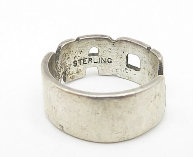 925 sterling silver vintage petite sculpted name band ring sz 4 r9308