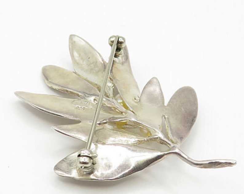 bp1800 vintage pearl flower bud detail brooch pin Mma 925 sterling silver