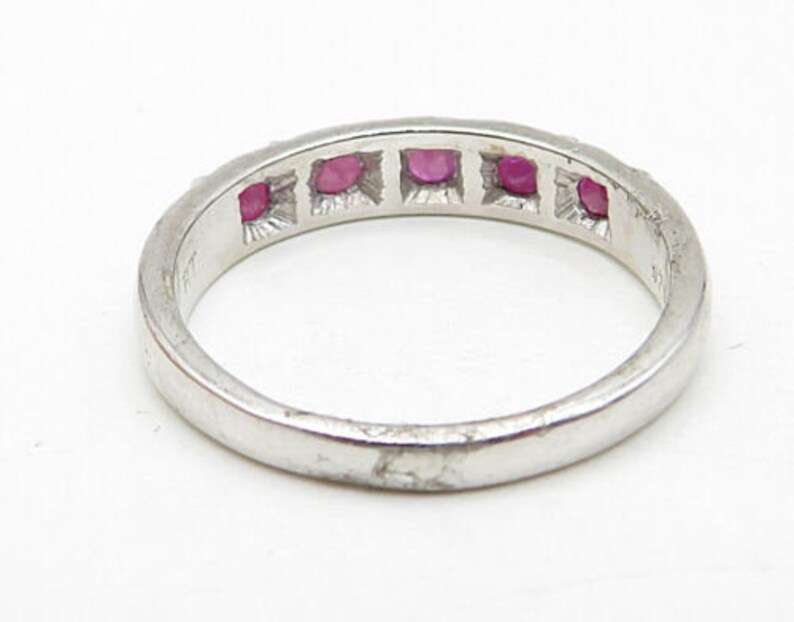 petite round ruby inlay shiny band ring sz 7 r7885 925 sterling silver