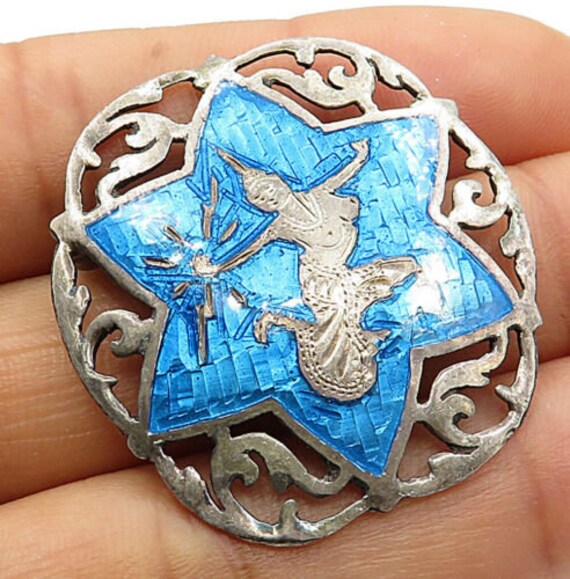 Siam 925 silver -blue enamel star mekala goddess o