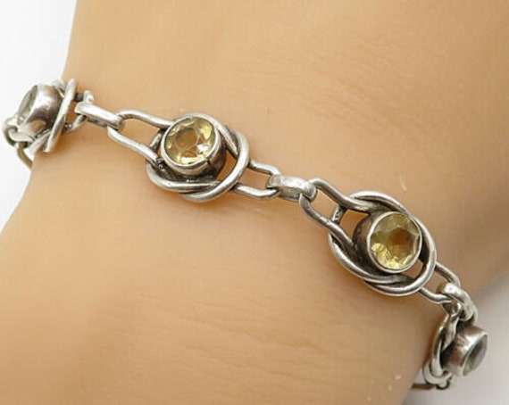 925 sterling silver - vintage citrine square knot
