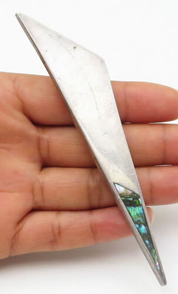 925 sterling silver - vintage abalone decorated tr