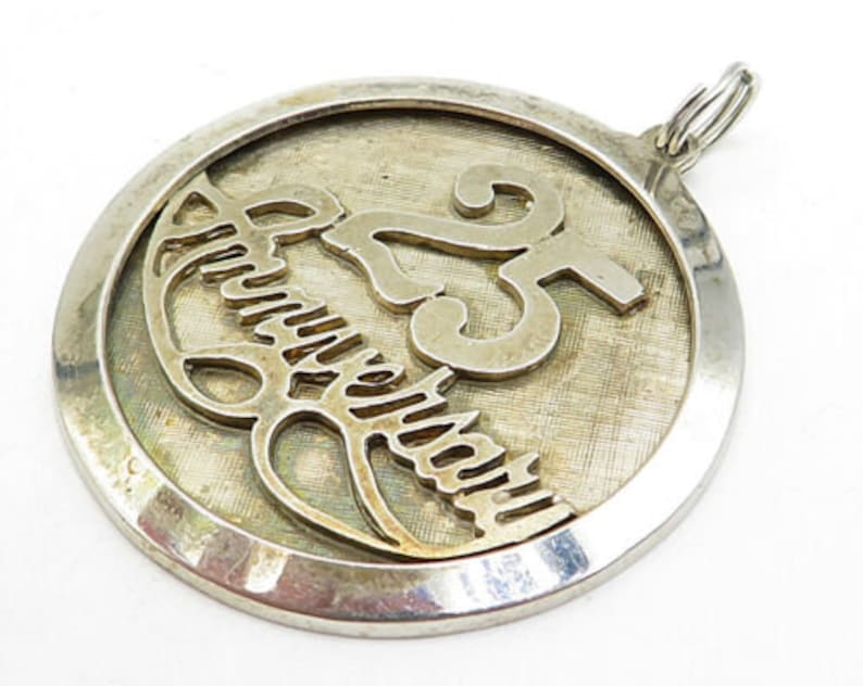 p4518 vintage 25th anniversary quoted pendant 925 sterling silver