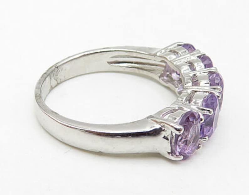 925 sterling silver prong set amethyst half eternity band ring sz 7 r7338