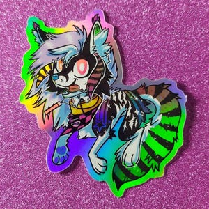 Scene Sparkle Dog Rainbow Holo Vinyl Sticker