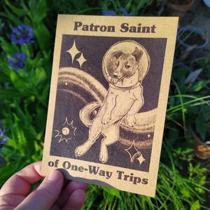 Mini impression carte postale Laika astronaute chien de l'espace